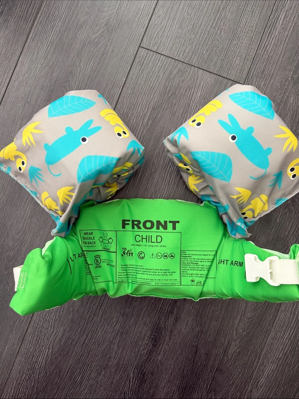Puddle Jumper Kids Floatie - jungle cat sloths snakes print